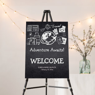 Chalkboard Adventure Awaits Baby Shower Foam Board