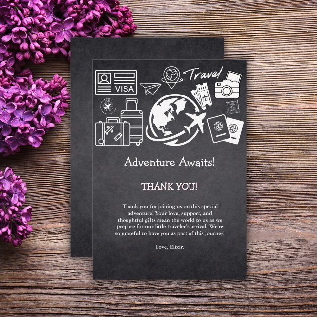 Chalkboard Adventure Awaits Baby Shower Thank You Card (Creator Uploaded)