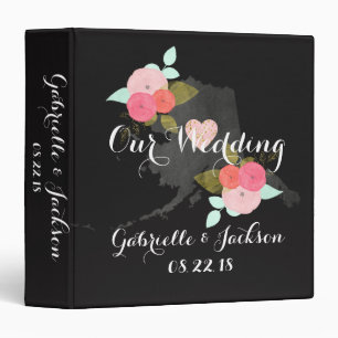 Chalkboard Alaska State Modern Wedding Photo Album Binder