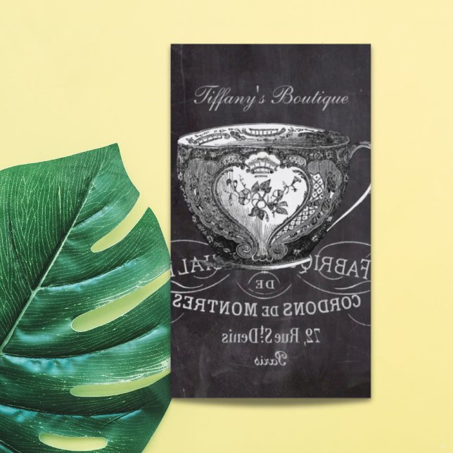 Chalkboard Alice in Wonderland tea party teacup Business Card (Chalkboard Alice in Wonderland tea party teacup Business Card)