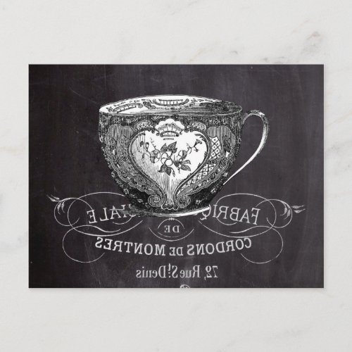 Chalkboard Alice in Wonderland tea party teacup Invitation Postcard