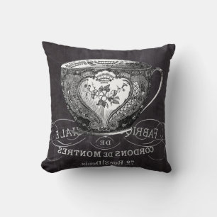 Chalkboard Alice in Wonderland tea party teacup Throw Pillow