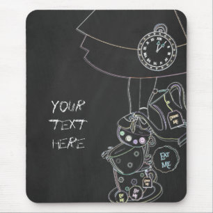 Chalkboard Alice in Wonderland Teacups Chalk Mouse Pad