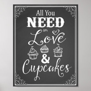 Chalkboard "All you need is love & Cupcakes" print