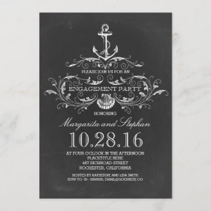 chalkboard anchor nautical engagement party invitation