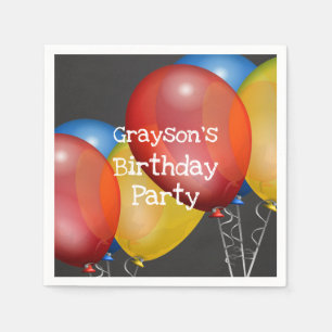 Chalkboard and Balloons Birthday Party Paper Napkins