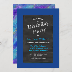 Chalkboard And Blue Marble Invitation