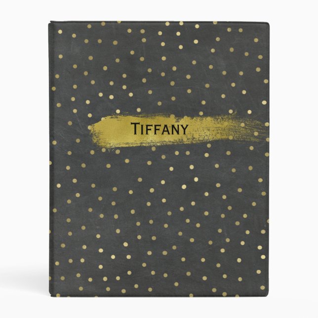 Chalkboard and Gold Dots Custom Planner Binder (Front)