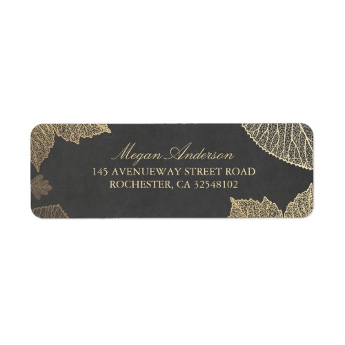 Chalkboard and Gold Leaves Fall Wedding Label