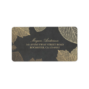 Chalkboard and Gold Leaves Fall Wedding Label