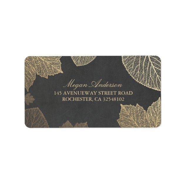Chalkboard And Gold Leaves Fall Wedding Label