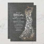 Chalkboard and Gold Vintage Bridal Shower Invitation (Front/Back)