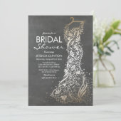 Chalkboard and Gold Vintage Bridal Shower Invitation (Standing Front)