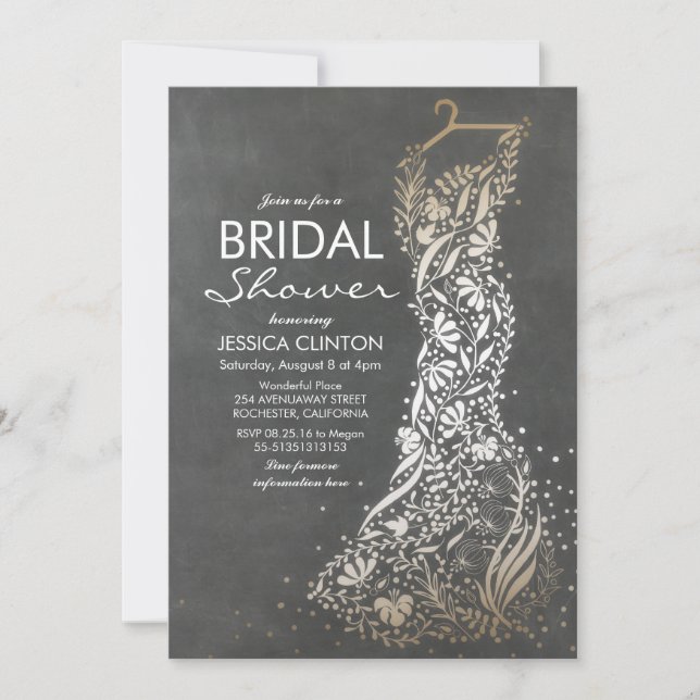 Chalkboard and Gold Vintage Bridal Shower Invitation (Front)