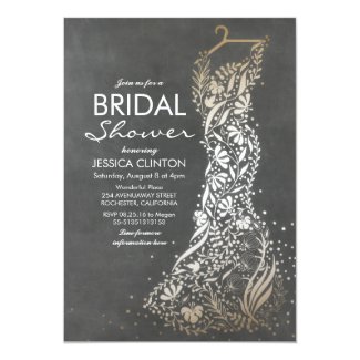 Chalkboard and Gold Vintage Bridal Shower Invitation