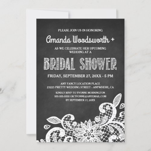 Chalkboard and Lace Bridal Shower Invitations