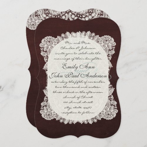 Chalkboard and Lace Deep Burgundy Wedding Invitation