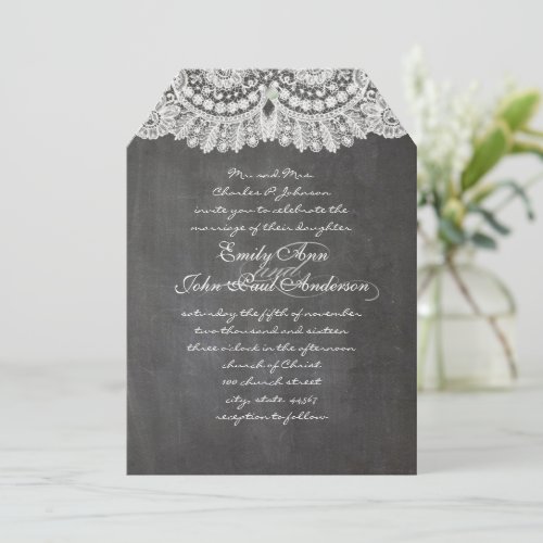 Chalkboard and Lace Elegant Wedding Invitations