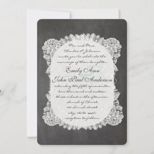 Chalkboard and Lace Elegant Wedding Invitations