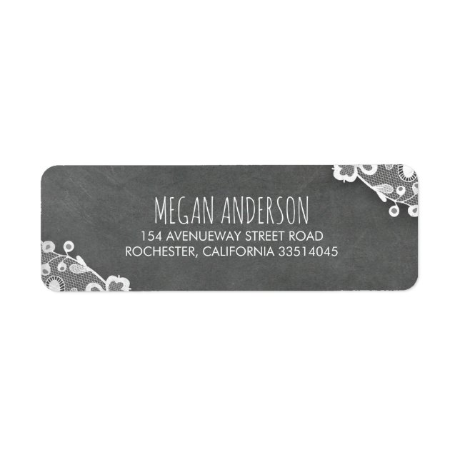 Chalkboard and Lace Rustic Barn Wedding Label (Front)