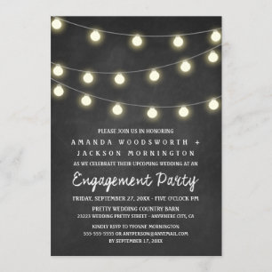 Chalkboard and Lights Engagement Party Invitations