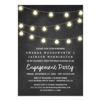 Chalkboard and Lights Engagement Party Invitations