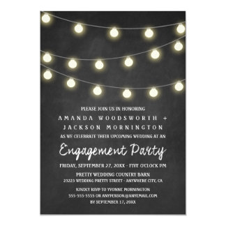 Chalkboard and Lights Engagement Party Invitations