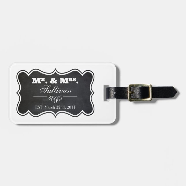 Chalkboard and Ornate Frame Luggage Tag (Front Horizontal)
