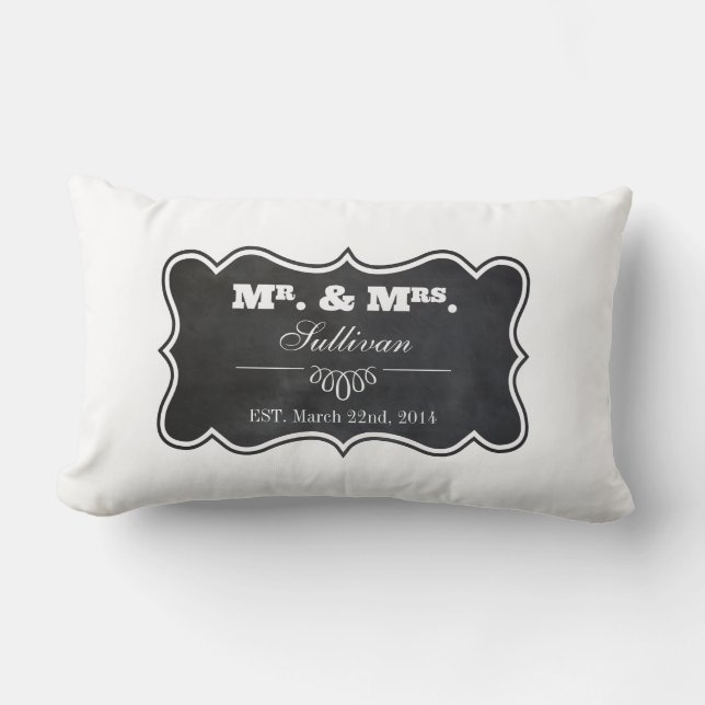 Chalkboard and Ornate Frame Lumbar Pillow (Front)