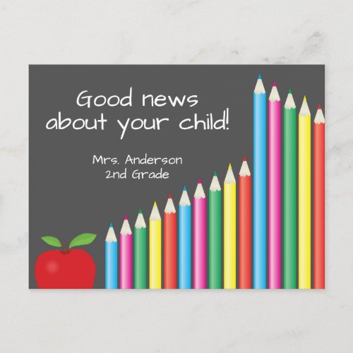 Chalkboard and Pencils Good News From School Postcard