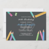 Teacher Retirement Party Chalkboard Pencils Invitation