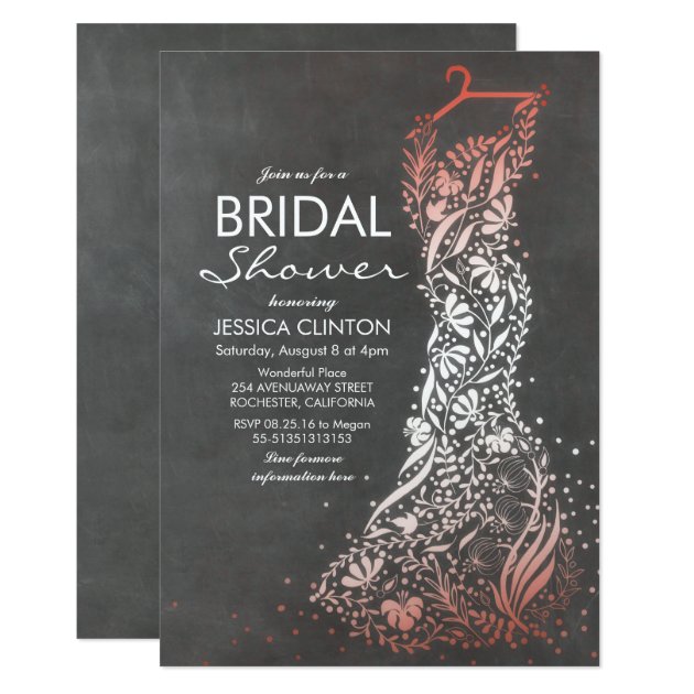 Chalkboard And Pink Vintage Bridal Shower Invitation