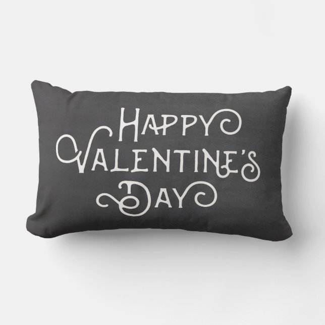 Chalkboard and Polkas Happy Valentine's Day Pillow (Front)