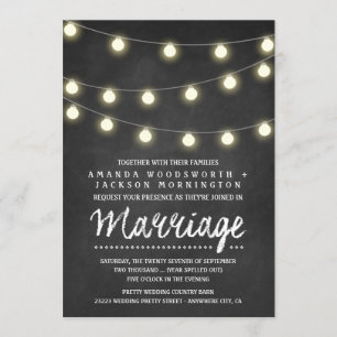 Chalkboard and String Lights Wedding Invitations