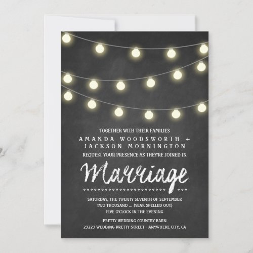 Chalkboard and String Lights Wedding Invitations