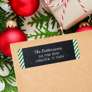 Chalkboard and Stripes Monogram Return Address Label