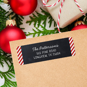 Chalkboard and Stripes Monogram Return Address Label