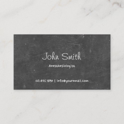 Simple Chalkboard Anesthesiologist Business Card