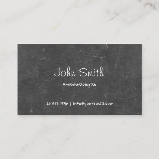 Customizable Simple Chalkboard Anesthesiologist Business Card