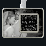 Chalkboard Anniversary Wedding  Sweetheart Photos Ornament<br><div class="desc">Personalized with your Photo and Wedding Date Chalkboard Anniversary Wedding  Sweetheart Photos</div>
