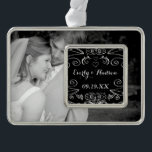 Chalkboard Anniversary Wedding  Sweetheart Photos Ornament<br><div class="desc">Personalized with your Photo and Wedding Date Chalkboard Anniversary Wedding  Sweetheart Photos</div>