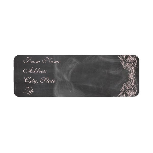 Chalkboard Antique Pink Floral Address Label (Front)