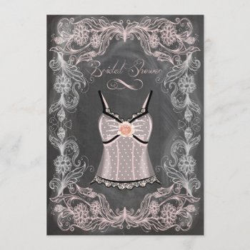Chalkboard Antique Pink Floral Bridal Shower Invitation by Wedding_Trends at Zazzle
