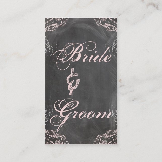 Chalkboard Antique Pink Floral Bride Registry Card (Front)