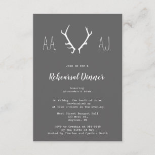 Chalkboard antlers rehearsal dinner invitations