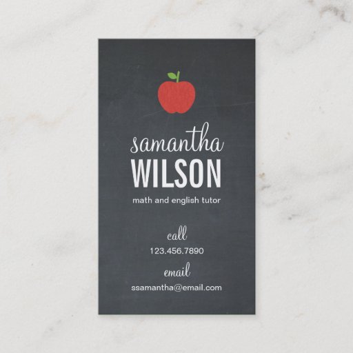 Customizable Chalkboard Apple Teacher Business Card