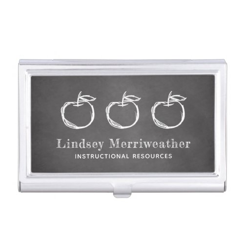 Chalkboard Apples Teaching or Education Business Card Case