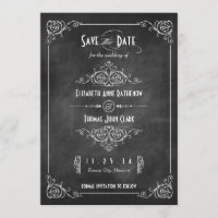 Chalkboard Art Deco Save the Date Cards