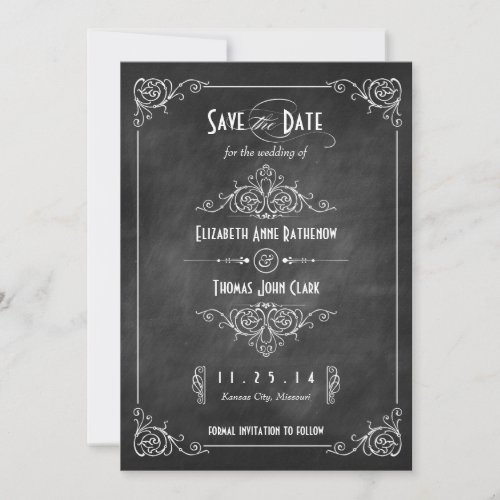 Chalkboard Art Deco Save the Date Cards