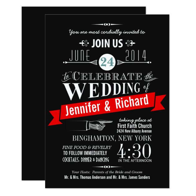 Chalkboard Art Deco Wedding Invitations